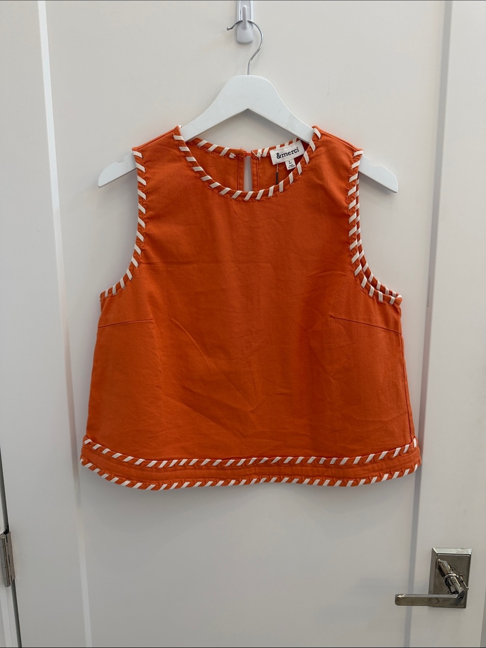 &merci Orange Sleeveless Tank with Contrast Braid
